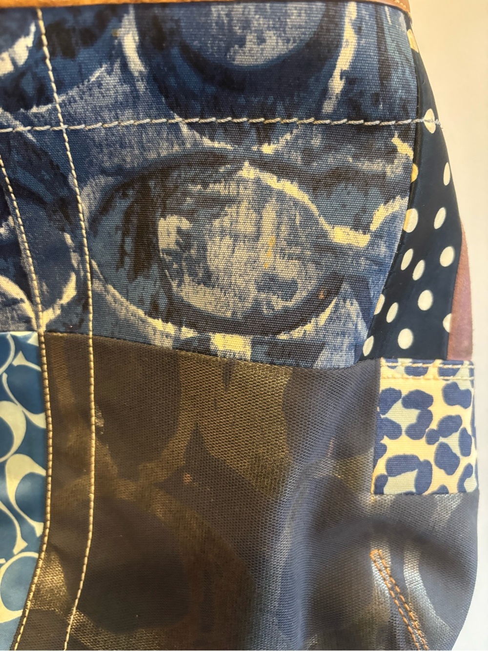 Coach Y2K Blue Denim Patchwork Ergo Slouchy Whimsical Shoulder Hobo Bag XLarge - Picture 10 of 15